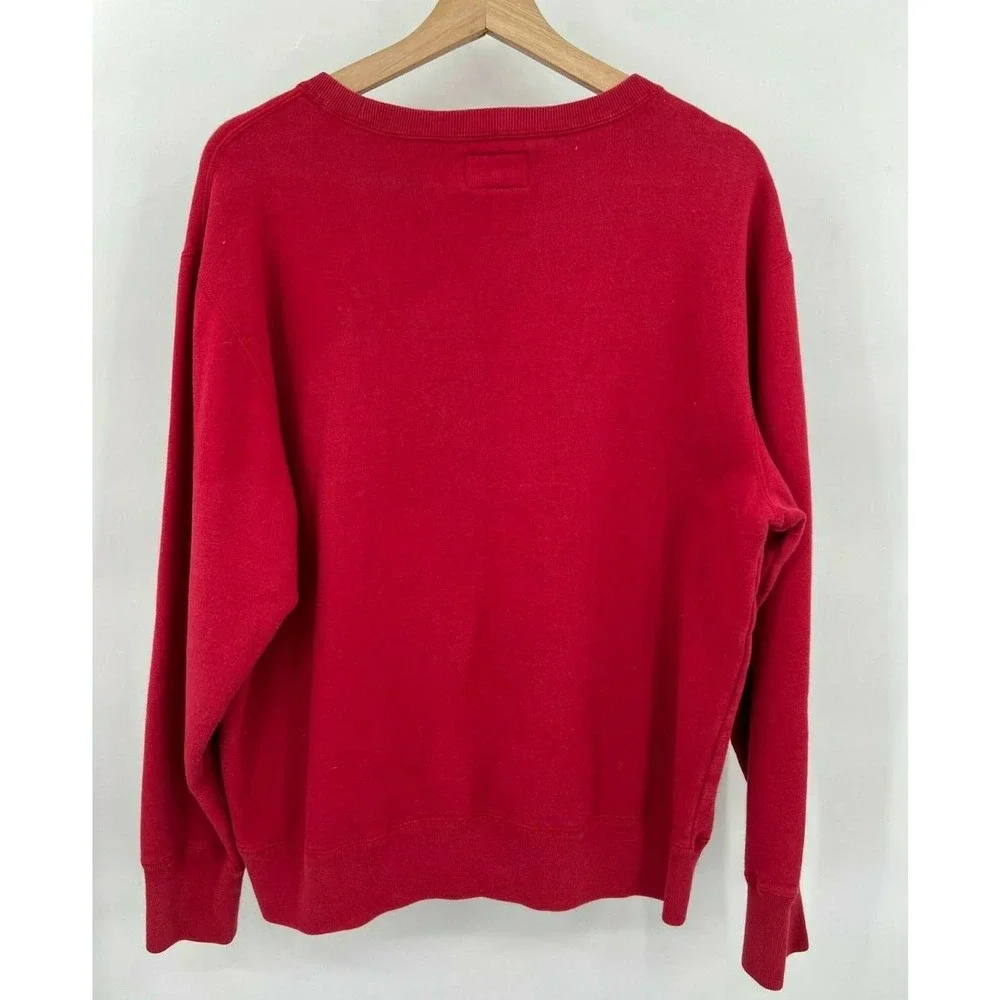 Roots 73 Canada Athletics Red Crewneck Sweatshirt Embroidered Maple Leaf Medium - Picture 2 of 3